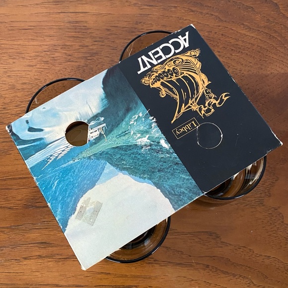 {SOLD} NIB Set mid-century modern smoky rock glasses by Libbey Co - Picture 3 of 12